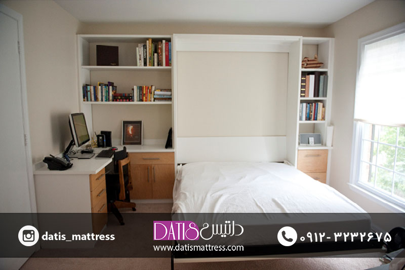 برای اتاق کوچک می توانید از تخت خواب های کمجا که بصورت تاشو داخل دیوار یا کمد جای می گیرند استفاده کنید